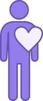Colored Beloved Icon. Icon of a Man with a Big Heart. Lover, Emotion. Concept of Relationships and Positive Thinking vector