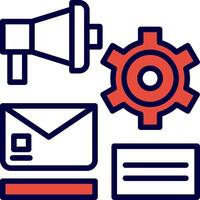 Marketing Automation Line Red Filled Icon vector
