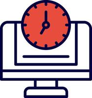 24 7 Monitoring Line Red Filled Icon vector