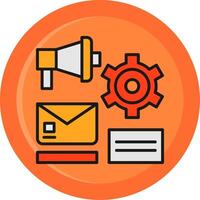 Marketing Automation Line Filled Circle Icon vector