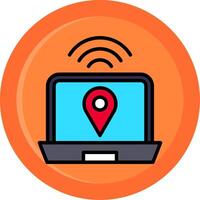 Digital Nomad Hub Line Filled Circle Icon vector