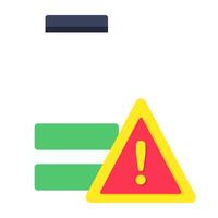 A flat design icon of mobile battery error vector