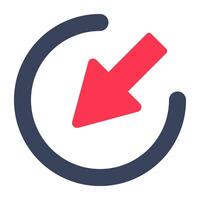 A flat design icon of downward left corner arrow vector