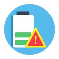 A flat design icon of mobile battery error vector