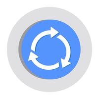 A flat design icon of recycling arrows vector