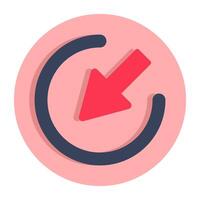 A flat design icon of downward left corner arrow vector