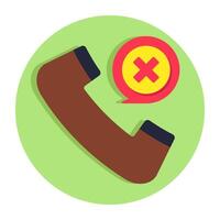 A colored design icon of wrong call vector