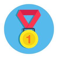 1st position achievement medal icon in flat design vector