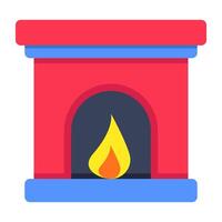 A flat design icon of fireplace vector