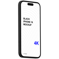Isometric style view of black smartphone mockup without background psd