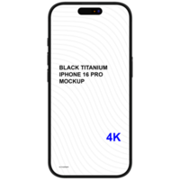 Front view of black titanium smartphone mockup without background psd
