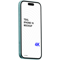 Isometric style view of teal smartphone mockup without background psd