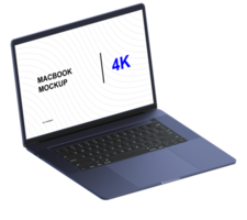 Mockup of dark blue laptop. Isometric style view and without background psd