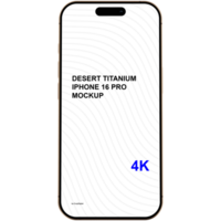 Front view of desert titanium smartphone mockup without background psd