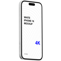 Isometric style view of white smartphone mockup without background psd