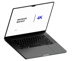 Mockup of black laptop. Isometric style view and without background psd