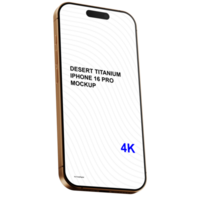 Isometric view of desert titanium smartphone mockup without background psd