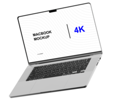 Mockup of silver laptop. Isometric style view and without background psd