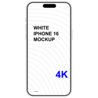 Front view of white smartphone mockup without background psd