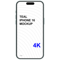 Front view of teal smartphone mockup without background psd