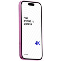 Isometric style view of pink smartphone mockup without background psd
