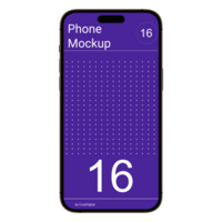 Gold front view smartphone mockup without background psd