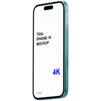 Isometric style view of teal smartphone mockup without background psd