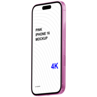 Isometric style view of pink smartphone mockup without background psd