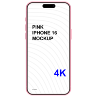 Front view of pink smartphone mockup without background psd