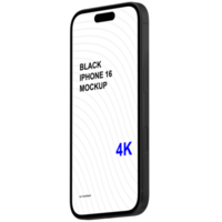 Isometric style view of black smartphone mockup without background psd