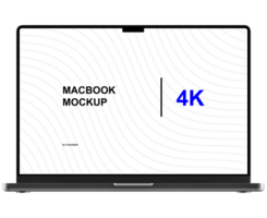 Mockup of black laptop. Front view and without background psd