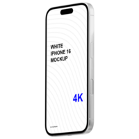 Isometric style view of white smartphone mockup without background psd