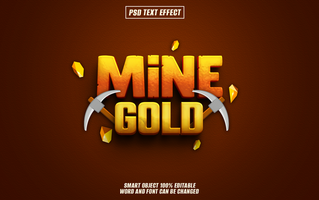 mining gold 3d text effect, typography, for title psd