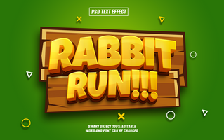 rabbit run 3d text effect, typography, for title psd
