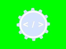verde tela animação, codificação programa, sintaxe sistema, rotativo engrenagem, desenho animado, plano cor branco video