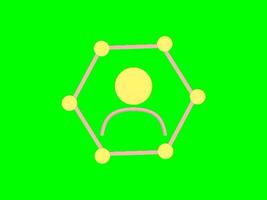 green screen animation, person in a hexagon with dots, cartoon, flat color pink video