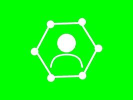 green screen animation, person in a hexagon with dots, cartoon, flat color white video