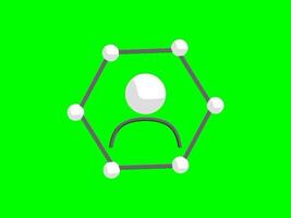 green screen animation, person in a hexagon with dots, cartoon, flat color black video