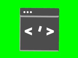 green screen animation icon, programming file document, cartoon, flat color black and white video