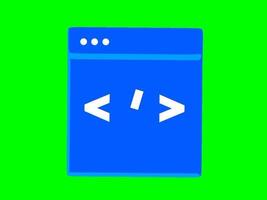 green screen animation icon, programming file document, cartoon, flat color blue video
