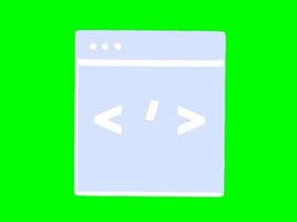 green screen animation icon, programming file document, cartoon, flat color white video