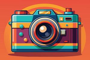 A colorful vintage camera illustration with vibrant details on a bright background capturing the essence of photography and nostalgia vector