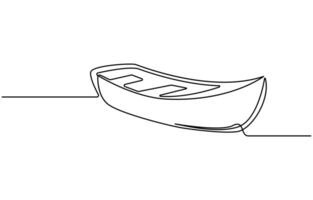 Single continuous line drawing canoe trails and rafting club with kayaking boat vector