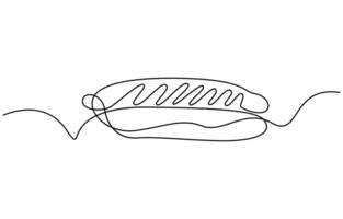 single line continuous hot dog fast food symbol concept vector