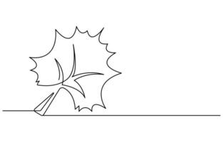 Maple leaf One line drawing isolated on white background vector
