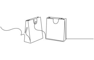 shopping bag design Continuous single line drawing vector