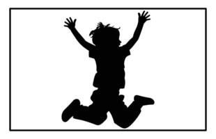 Silhouette of Kids Jumping in Play - Dynamic Action Illustration vector