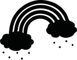 cute rainbow with clouds line style icon illustration design vector