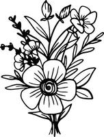 High-quality wildflower line art drawing, ideal for floral patterns, eco-friendly branding, and botanical illustrations vector