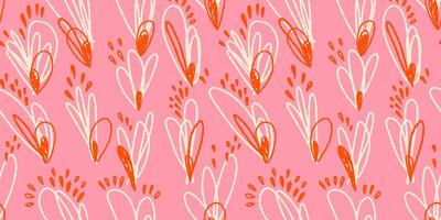 Unique abstract organic shapes seamless pattern. Pink print with hand drawn creative forms elliptic. Simple colorful background. Contemporary minimalist ornament vector